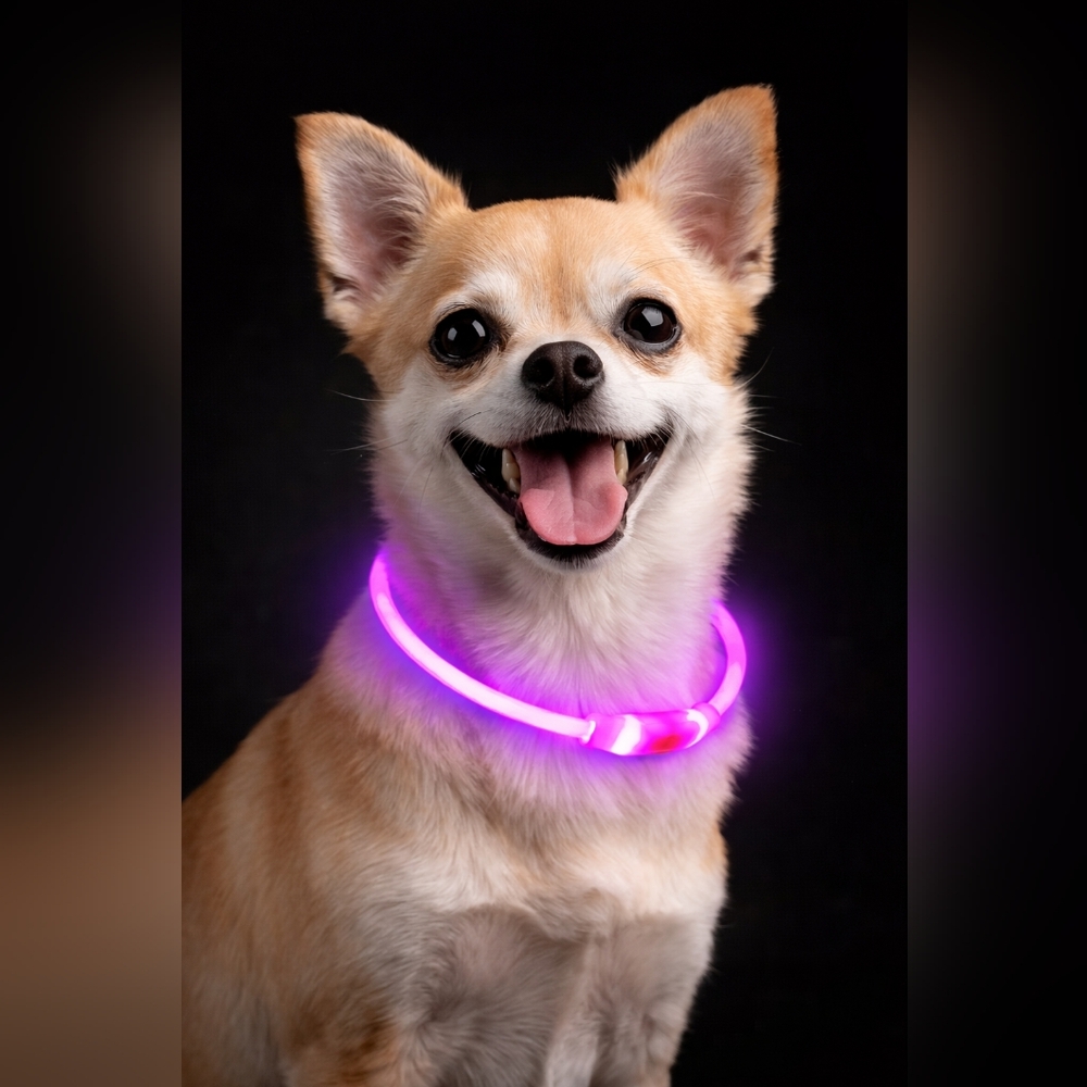 Rechargeable‎ LED Dog Collar | Light Up Safety Collar | Waterproof |Pink